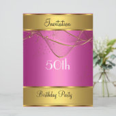 Invitation de fête d'anniversaire Or 50e Anniversa (Debout devant)