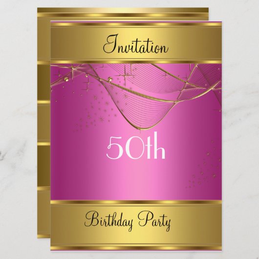 Invitation de fête d'anniversaire Or 50e Anniversa (Devant / Derrière)