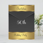 Invitation de fête d'anniversaire Or 50e anniversa (Debout devant)