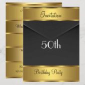 Invitation de fête d'anniversaire Or 50e anniversa (Devant / Derrière)