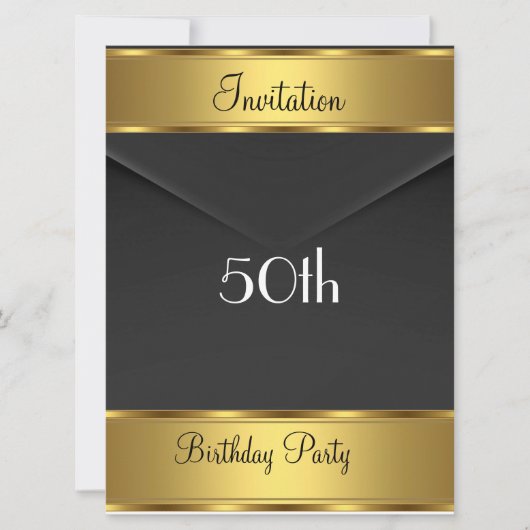 Invitation de fête d'anniversaire Or 50e anniversa (Devant)