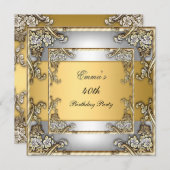 Invitation de fête d'anniversaire Or et argent (Devant / Derrière)