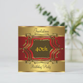 Invitation de fête d'anniversaire Or Rouge (Debout devant)