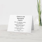 Invitation de fête d'anniversaire personnalisée (Dos)