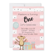 Invitation de fête d'anniversaire - Pink 1er Anniv
