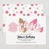 Invitation de fête d'anniversaire Pink Elephant (Devant / Derrière)
