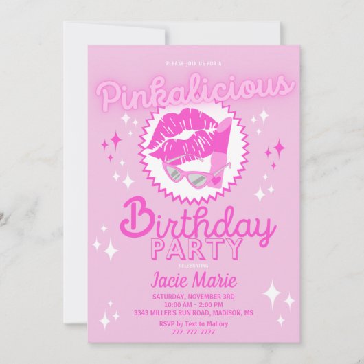 Invitation de fête d'anniversaire Pinkalicious (Devant)