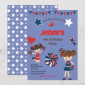 Invitation de fête d'anniversaire pom-pom girl (Devant / Derrière)