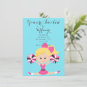 Invitation de fête d'anniversaire pom-pom girl (Debout devant)