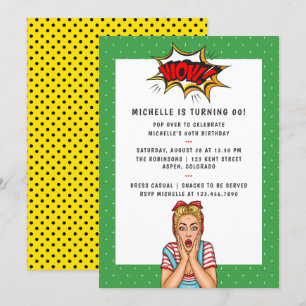Invitation de fête d'anniversaire Pop Art Comic