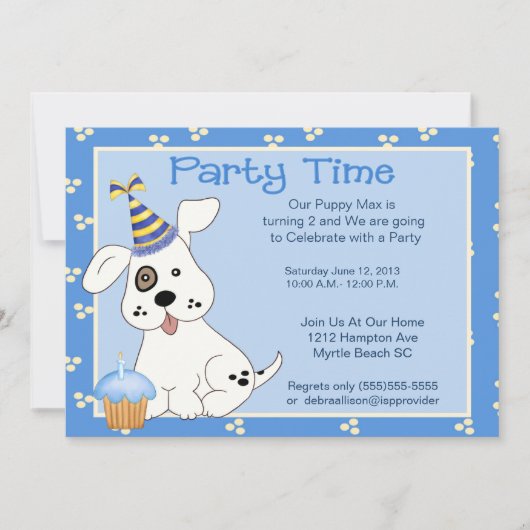 Invitation de fête d'anniversaire pour animaux (Devant)