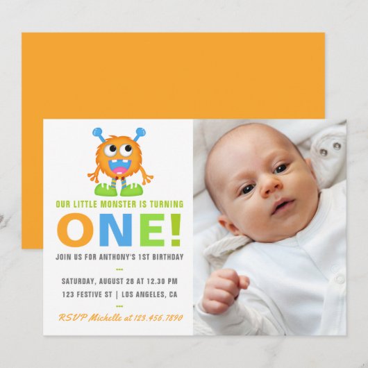 Invitation de fête d'anniversaire pour bébé garçon (Devant / Derrière)