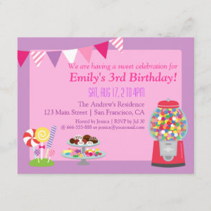 Invitation de fête d'anniversaire pour fille sur l