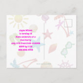 Invitation de fête d'anniversaire pour filles (Dos)