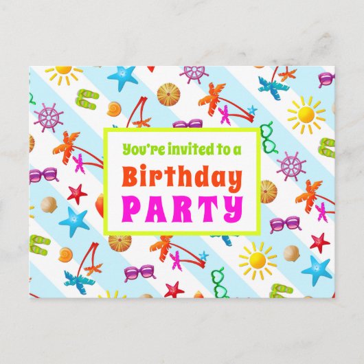 Invitation de fête d'anniversaire pour filles (Devant)