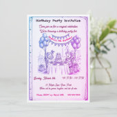Invitation de fête d'anniversaire pour filles capr (Debout devant)