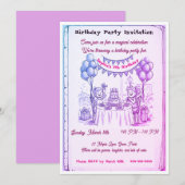 Invitation de fête d'anniversaire pour filles capr (Devant / Derrière)