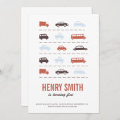 Invitation de fête d'anniversaire pour les automob (Devant / Derrière)