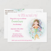 Invitation de fête d'anniversaire pour petite fill (Devant / Derrière)