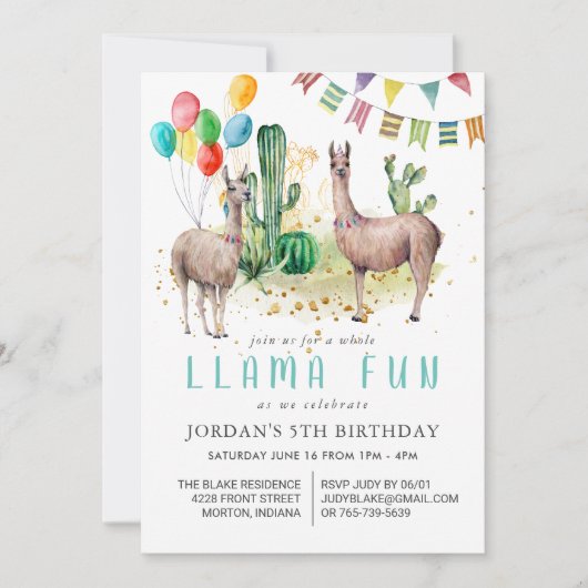 Invitation de fête d'anniversaire pour toute la Ll (Devant)