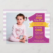 Invitation de fête d'anniversaire Première fille v (Devant / Derrière)