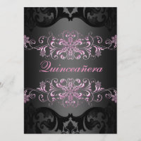 Invitation de fête d'anniversaire Quinceañera floc