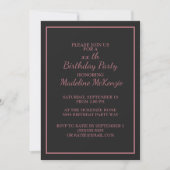 Invitation de fête d'anniversaire rayée or Rose No (Devant)