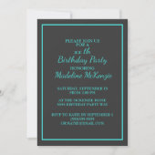 Invitation de fête d'anniversaire rayée turquoise (Devant)