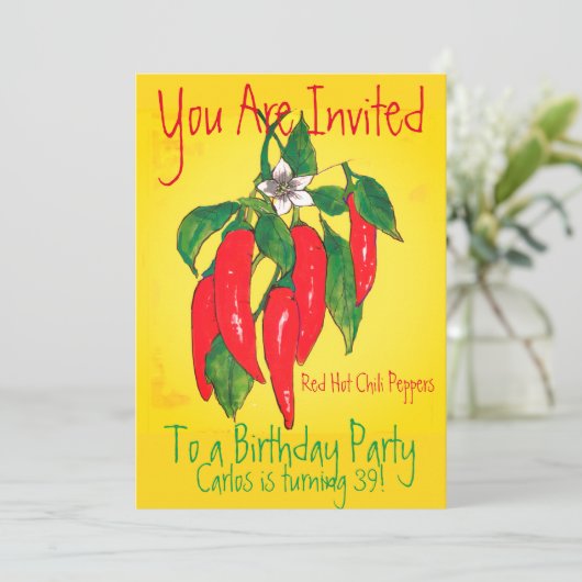 Invitation de fête d'anniversaire Red Chili Pepper (Debout devant)
