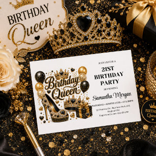 Invitation de fête d'anniversaire reine paillettes