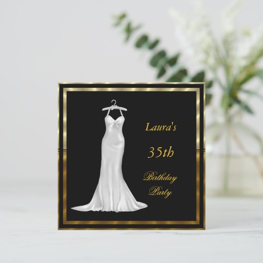 Invitation de fête d'anniversaire Robe blanche (Debout devant)