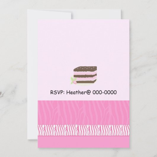 Invitation de fête d'anniversaire rose (Dos)