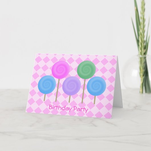 Invitation de fête d'anniversaire rose (Devant)
