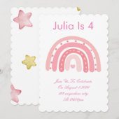 invitation de fête d'anniversaire rose (Devant / Derrière)