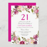 Invitation de fête d'anniversaire rose floral 21e<br><div class="desc">Pink Botanical Floral 21st Birthday Party Invitation Contactez-nous pour les articles correspondants ou consultez notre magasin</div>