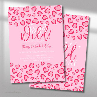 Invitation de fête d'anniversaire rose léopard imp
