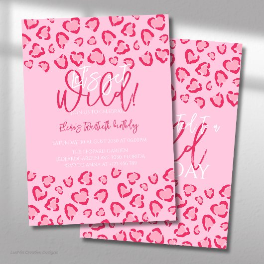 Invitation de fête d'anniversaire rose léopard imp