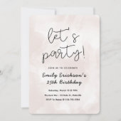 Invitation de fête d'anniversaire rose moderne (Devant)