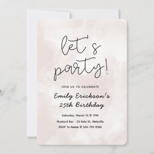 Invitation de fête d'anniversaire rose moderne (Devant)