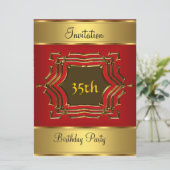 Invitation de fête d'anniversaire Rouge Or (Debout devant)