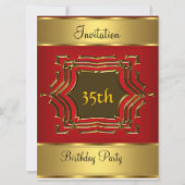 Invitation de fête d'anniversaire Rouge Or (Devant)