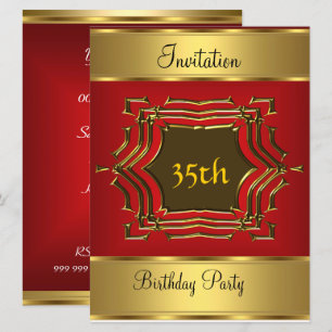 Invitation de fête d'anniversaire Rouge Or