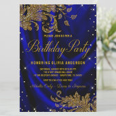 Invitation de fête d'anniversaire royale bleue et