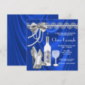 Invitation de fête d'anniversaire royale bleue et (Devant / Derrière)