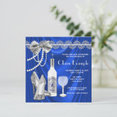 Invitation de fête d'anniversaire royale bleue et (Debout devant)