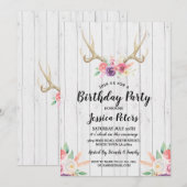 Invitation de fête d'anniversaire rustique avec fl (Devant / Derrière)