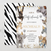 Invitation de fête d'anniversaire Safari Animal de (Devant / Derrière)