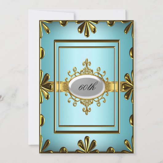 Invitation de fête d'anniversaire sarcelle or (Devant)