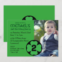 Invitation de fête d'anniversaire shamrock avec ph