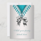 Invitation de fête d'anniversaire Silver Teal Blue (Dos)